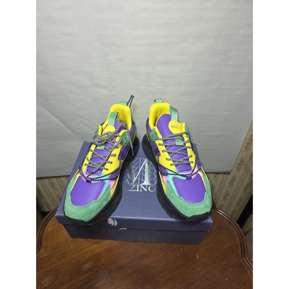 Mazino Dynamite 049-2 Men’s Size 9 Purple Green Yellow Chunky Sneakers New Box